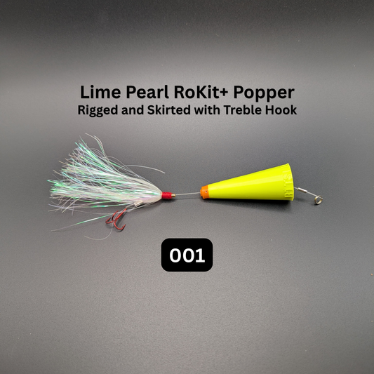 RoKit+ Popper Topwater Float/Lure – Rigged and Skirted | Long Distance Casting Fishing Popper for Live Bait