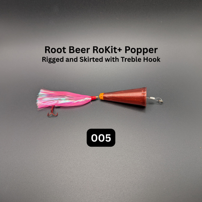 RoKit+ Popper Topwater Float/Lure – Rigged and Skirted | Long Distance Casting Fishing Popper for Live Bait