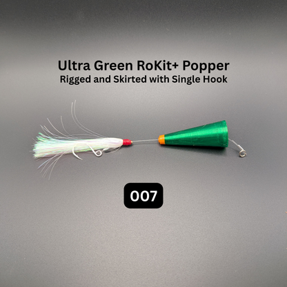 RoKit+ Popper Topwater Float/Lure – Rigged and Skirted | Long Distance Casting Fishing Popper for Live Bait