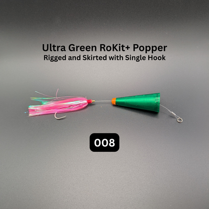 RoKit+ Popper Topwater Float/Lure – Rigged and Skirted | Long Distance Casting Fishing Popper for Live Bait