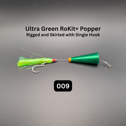 RoKit+ Popper Topwater Float/Lure – Rigged and Skirted | Long Distance Casting Fishing Popper for Live Bait