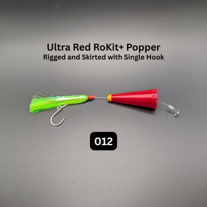 RoKit+ Popper Topwater Float/Lure – Rigged and Skirted | Long Distance Casting Fishing Popper for Live Bait